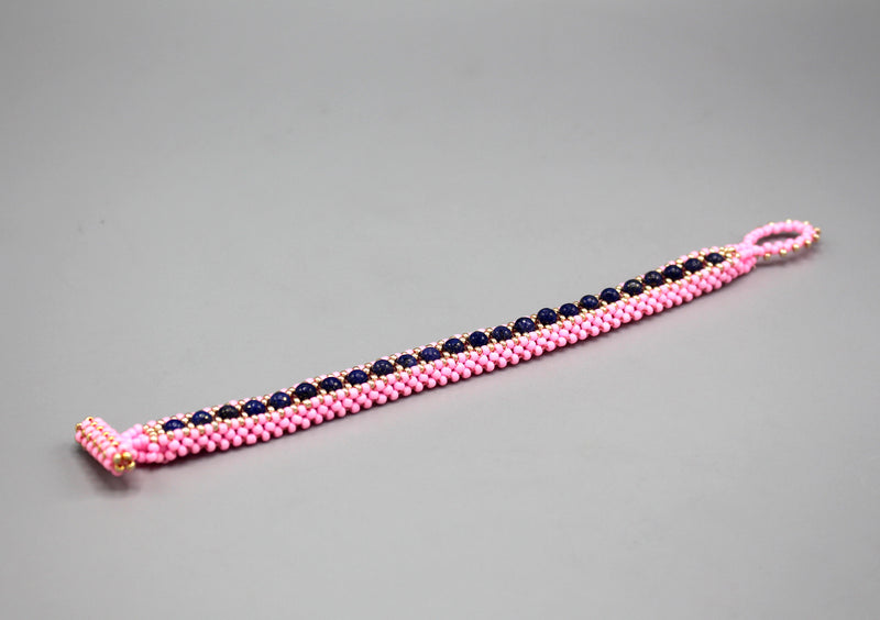 Purple and Pink Glass Beads Women's Bracelet - nepacrafts