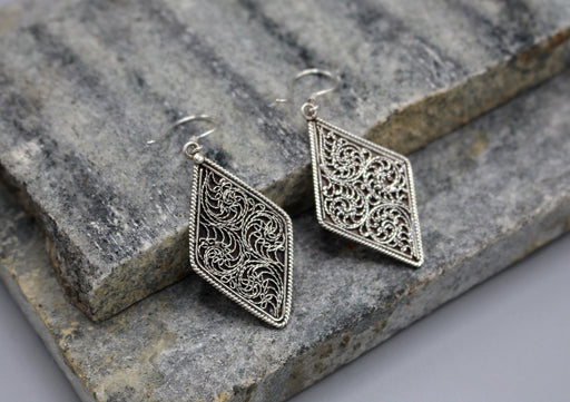 Filigree Sterling Silver Dangle Earrings - nepacrafts