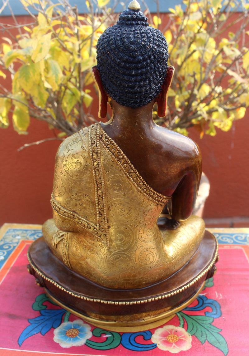 Exquisitely Gold Plated Shakyamuni Statue 10.5 inch