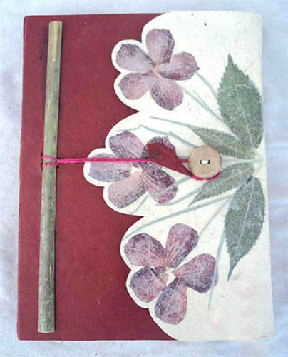 Leaf Design Lokta Paper Journal Books, Natural Blank Diaries - nepacrafts