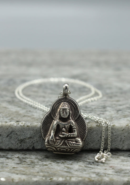 Sterling Silver 925 Shakyamuni Buddha Necklace
