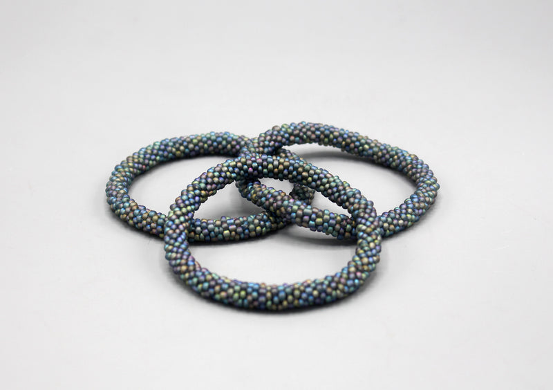 Gray and Blue Multicolor Roll on Bracelet - nepacrafts