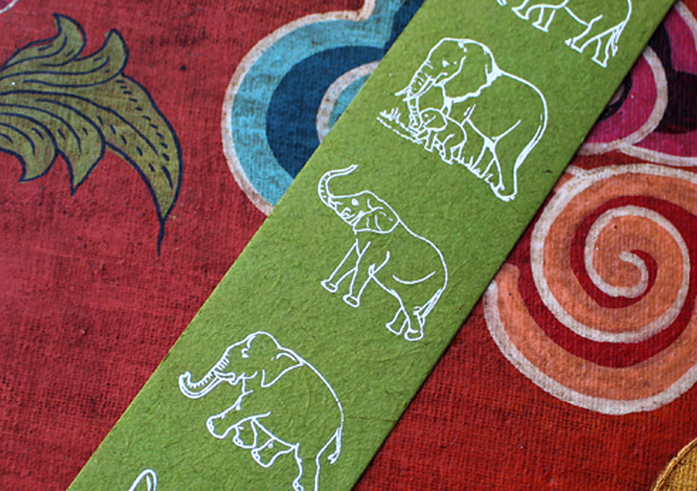Fairtrade Elephant Lokta Paper Bookmarks with Charm Tassel - nepacrafts