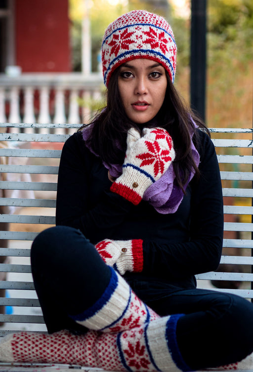 Multicolored Woolen Winter Sherpa Cap