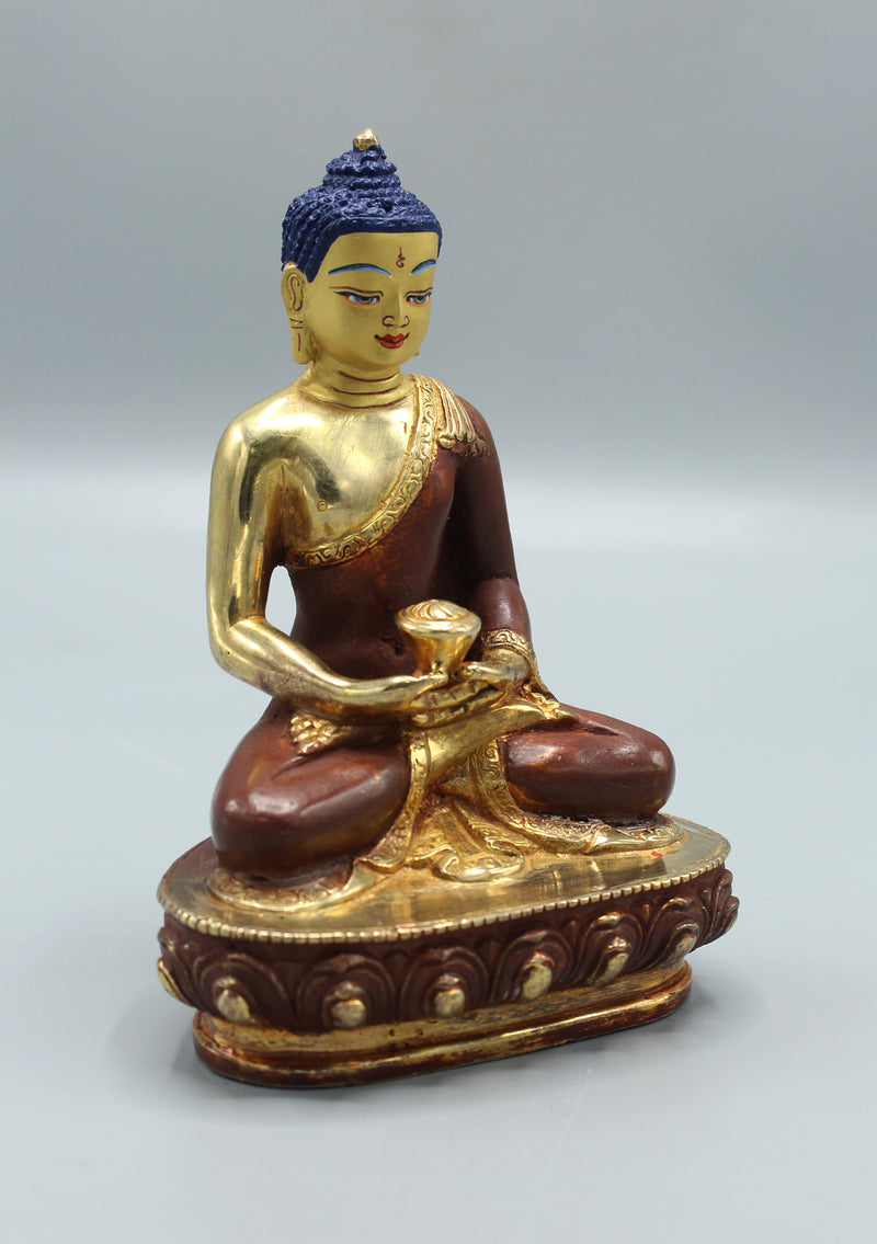 Partly Gold Plated Amitabha Buddha Statue 5.5"H
