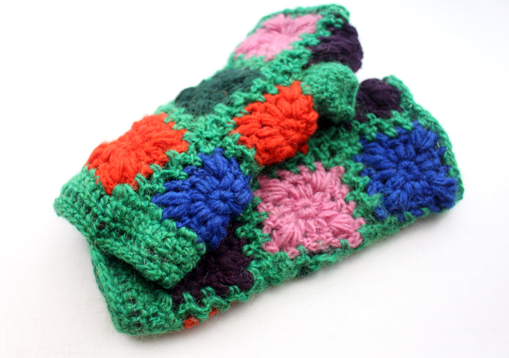 Attractive Green, Pink and Orange Color Finger Less Gloves - nepacrafts