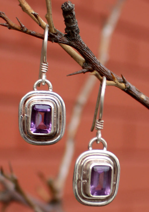 Silver Amethyst Single Drop Earrings - nepacrafts