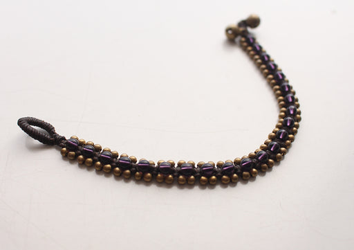 Handwoven Amethyst Color Glass Beads Teen Anklet - nepacrafts