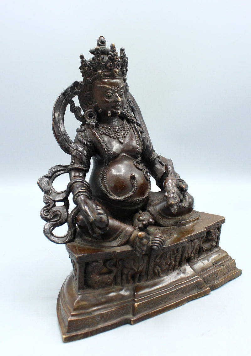 Copper Oxydized Kubera  Jambahala Statue 9 inch