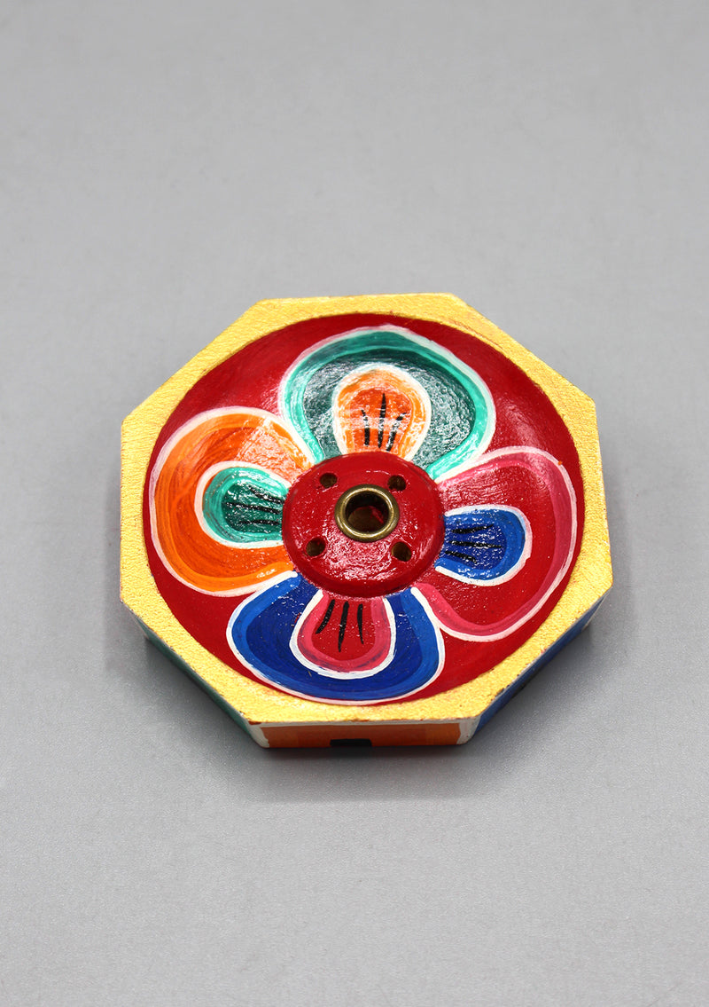 Hand Painted Octagonal Wooden Incense Burner