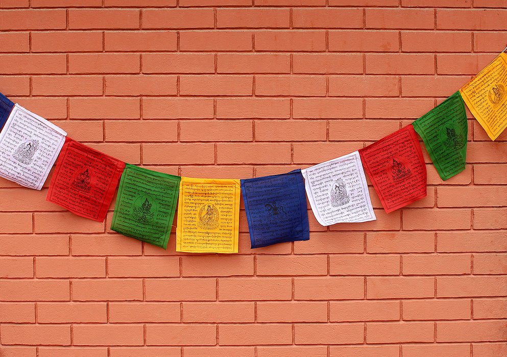 5 Rolls of Large Tibetan Deities Printed Cotton Prayer Flags