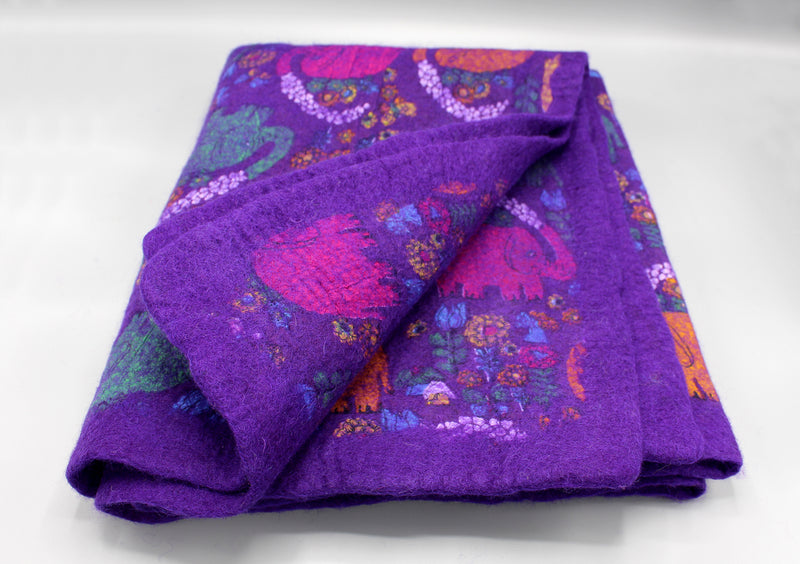 Elephant Print Colorful Felt Wool Indoor Mat - nepacrafts