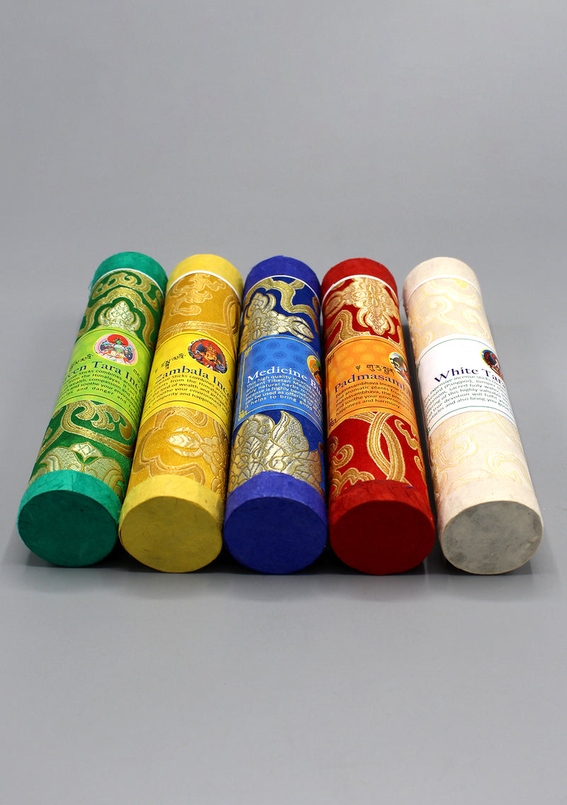 Set of 5 Brocade Tube Tibetan Deities Incense