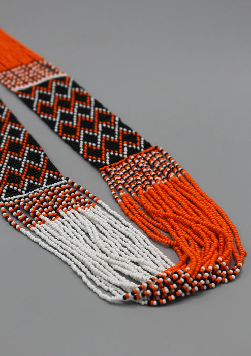 Orange and Black Multi Color Glass Beads Necklace - nepacrafts