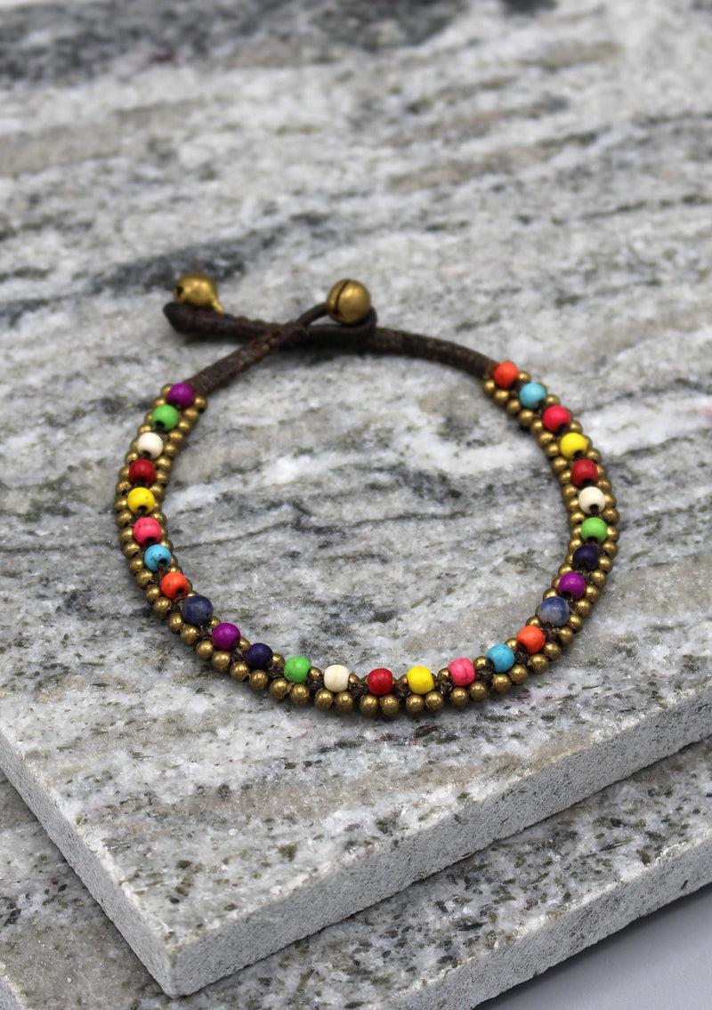 Glass Beads Brass Bell Fashionable Anklet - nepacrafts