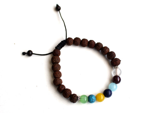 Seven Chakra Raktu Seed Wrist Mala - nepacrafts