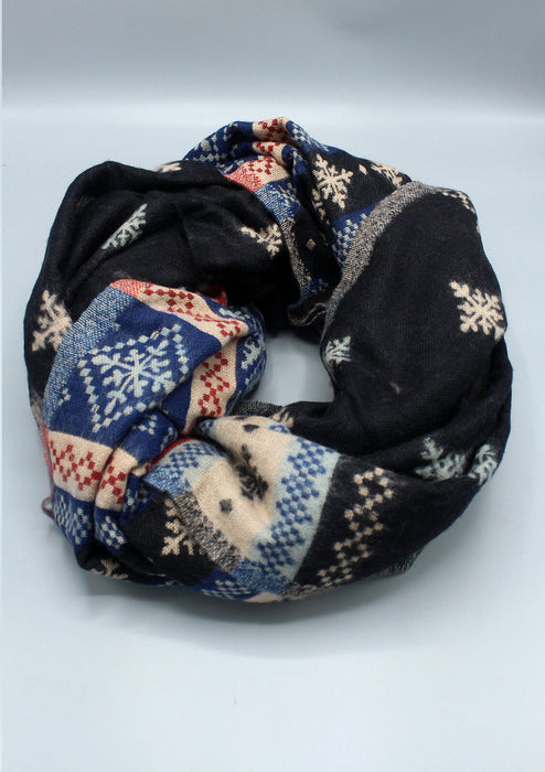 Black Snowflake Design Multi Color Large Yak Wool Shawl