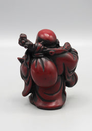 Laughing Buddha with Sack Maroon Resin Statue - nepacrafts