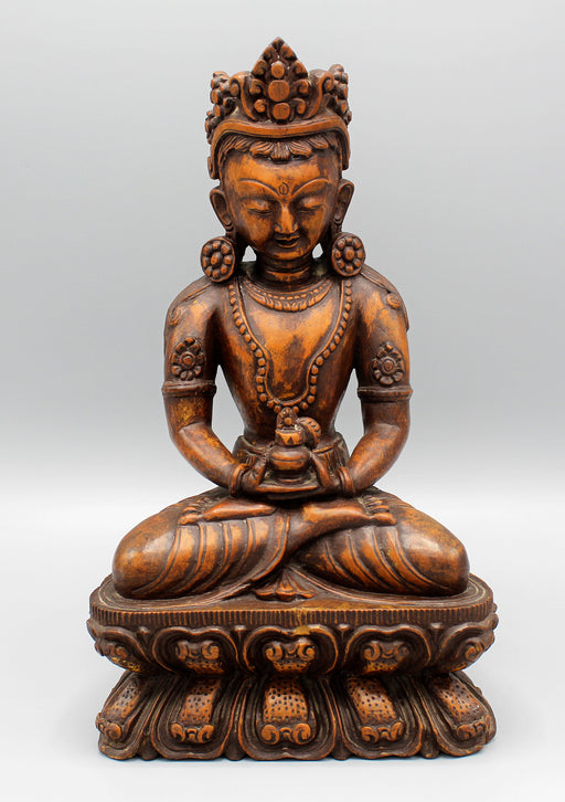 Tibetan Buddhist Aparamita Wooden Carving Statue - nepacrafts