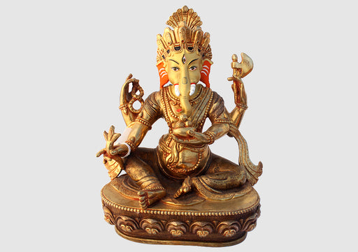 Gold Plated Majestic Lord Ganesha Statue 9" High SST194 - nepacrafts