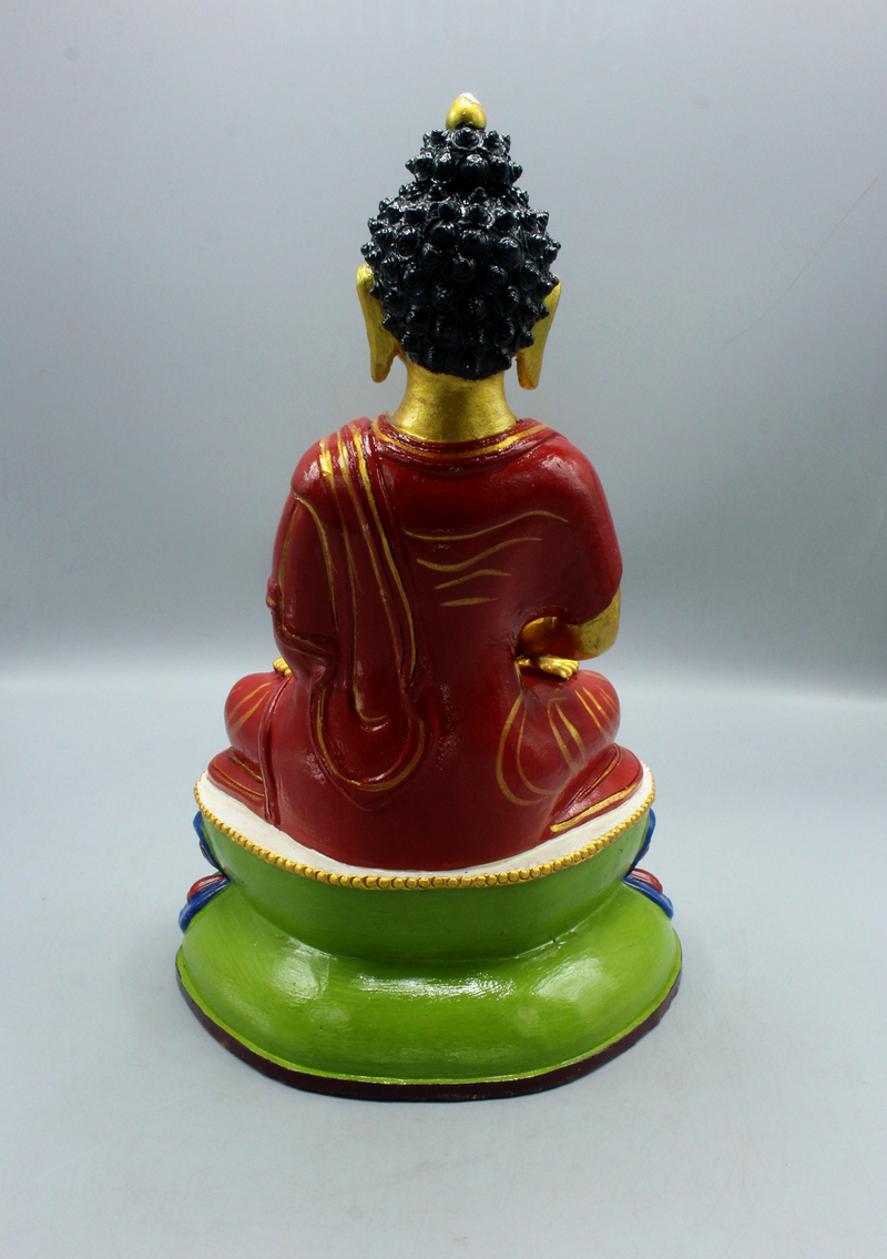 Handpainted Ceramic Amitabh Buddha Statue 12"H