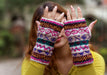 White Pink Multicolor Winter Hand Warmers-Texting Gloves - nepacrafts