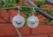 Round Spiral Silver Drop Earrings - nepacrafts