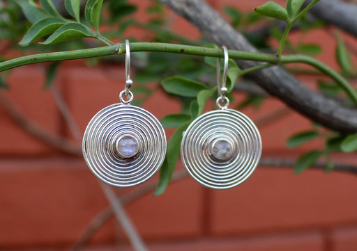 Round Spiral Silver Drop Earrings - nepacrafts