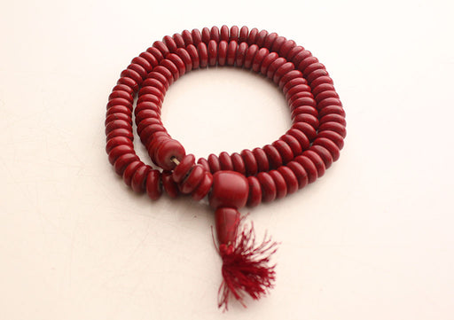 Faux Coral Flat Beads Mala for Prayer and Meditation - nepacrafts