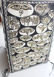 Colorful Lokta Paper Ceiling Lamp Shade Printed with Buddha Eyes - nepacrafts