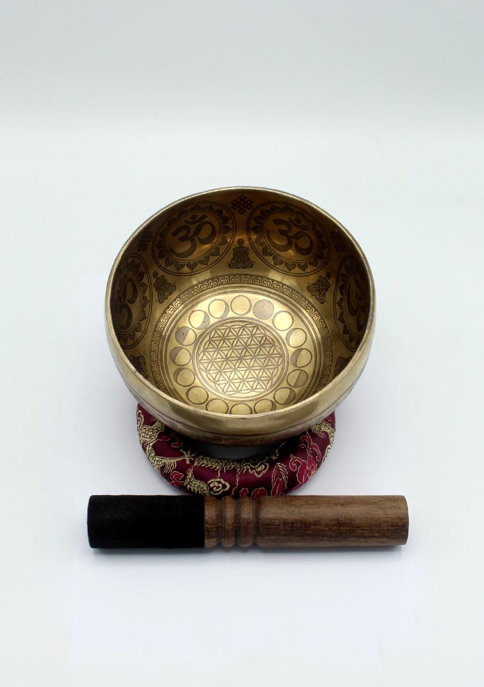Fine Arts Cosmos  Flower Mandala Etched Singing Bowl- 6 inch