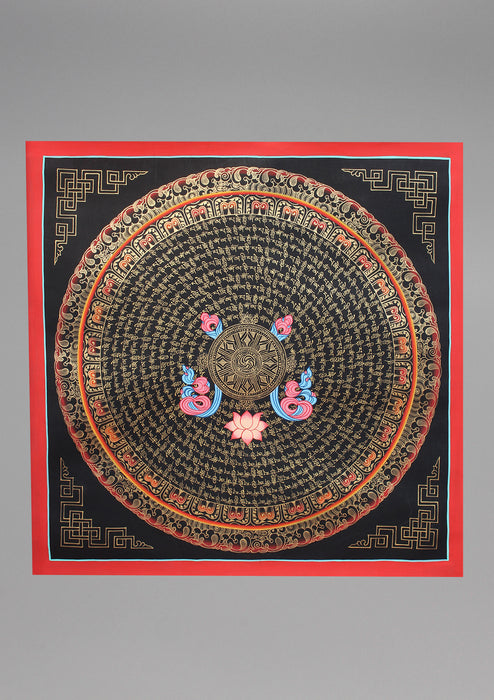 Wheel of Life Dharmachakra 11 Line Mantra Mandala Thangka Painting
