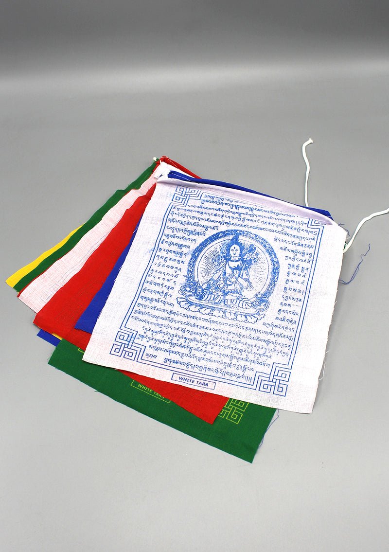 White Tara Tibetan Prayer Flags Set