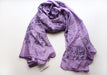 Cotton Meditation Scarf with Elephant Print, Purple Jari Shawl/Scarf - nepacrafts