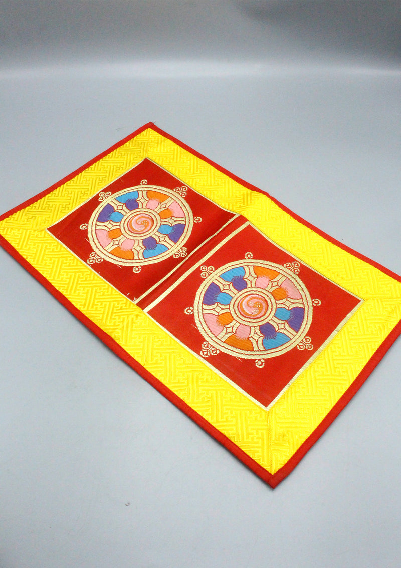 Wheel of Life Dharmachakra Brocade Fabric Altar Cloth