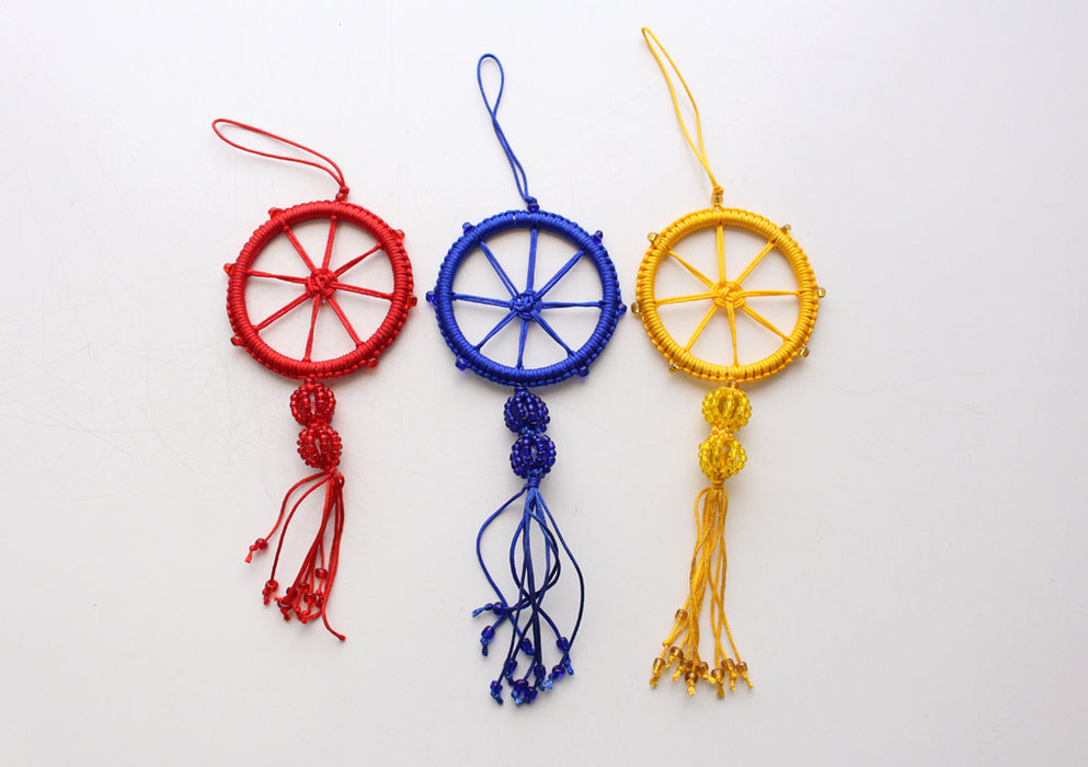 Charming Wheel of Life Car Hanging Decorated with Glass Beads - nepacrafts