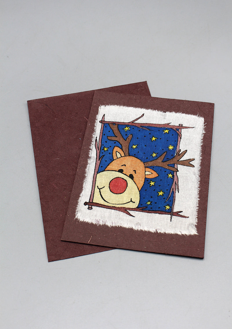 Rudolph the red nosed reindeer Batik Card