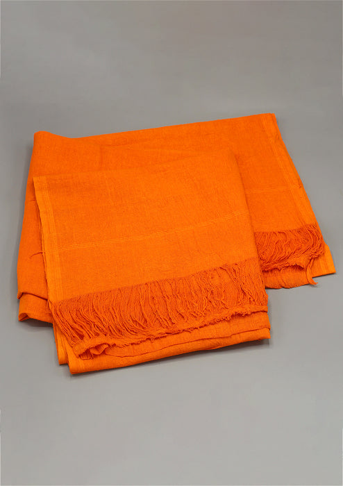 Orange Raw Silk Tibetan Large Meditation Shawl
