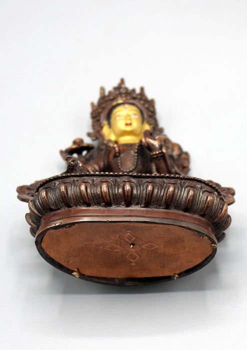 Hand Crafted Partly Gold Plated Exquisite White Tara Statue