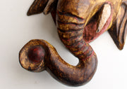 Yellow Ganesha Wooden Wall Hanging Mask - nepacrafts