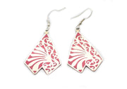 Triangle Shaped Inlaid White Metal Dangle Earrings - nepacrafts