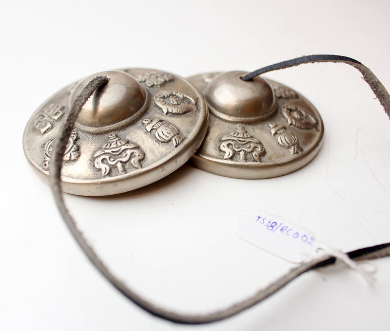 Tibetan Lucky Symbols Musical Tingsha or Cymbals 7 cm - nepacrafts