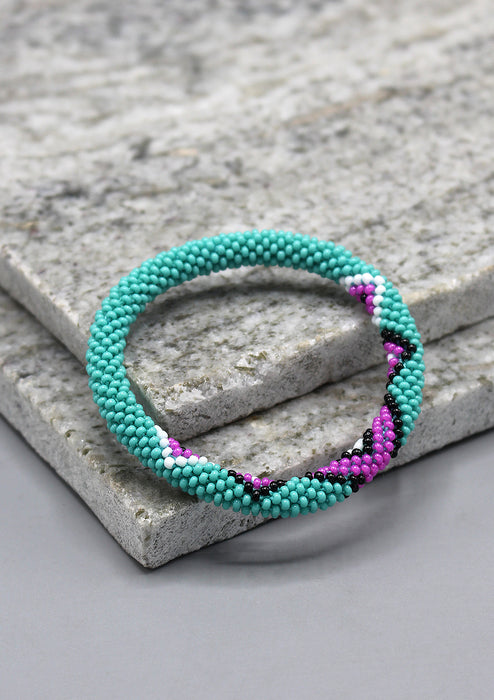 Turquoise with Multicolor Diamond Glass Beads Bracelet
