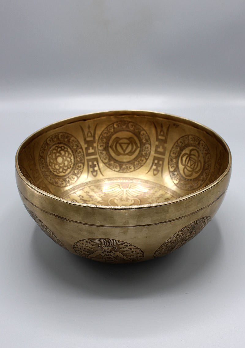 Seven Chakra Carved Meditation Tibetan Singing Bowl