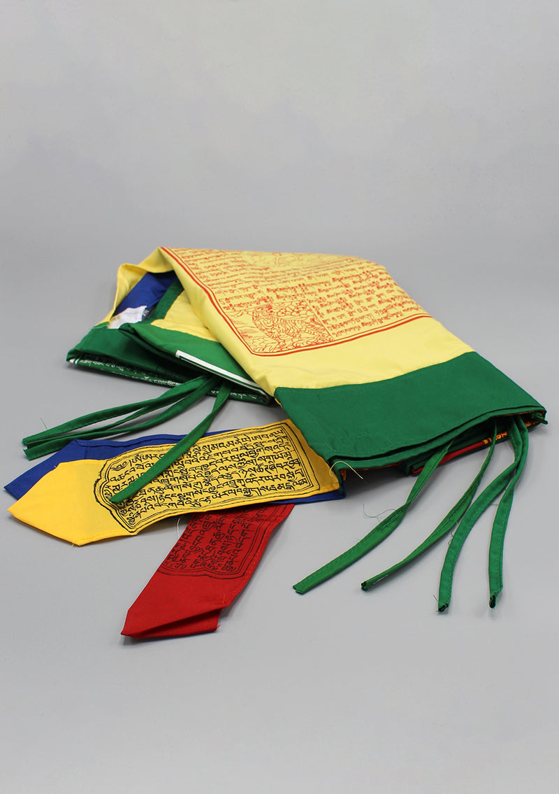 Vertical Mixed Deities Tibetan Prayer Flags Color Print