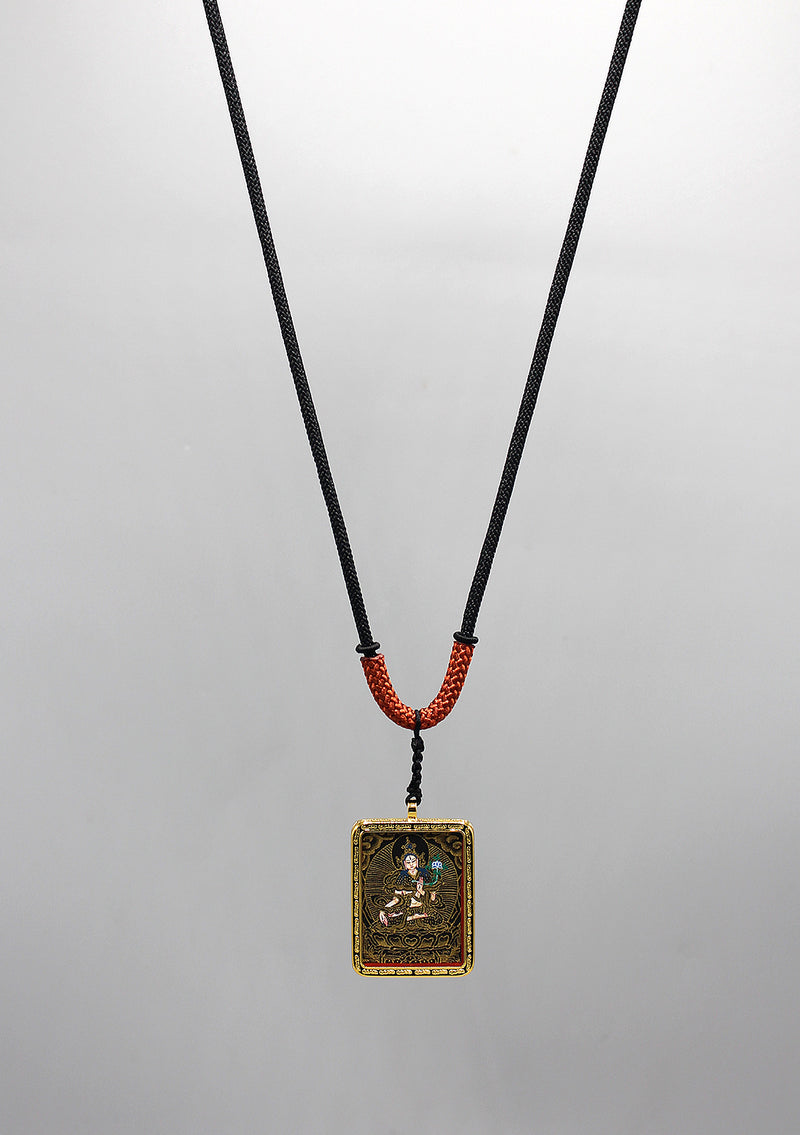 Eternal White Tara Hand Painted Mini Thangka Amulet Pendant