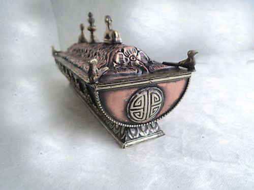 Copper Astamangal Potala Metal Incense Burner Box
