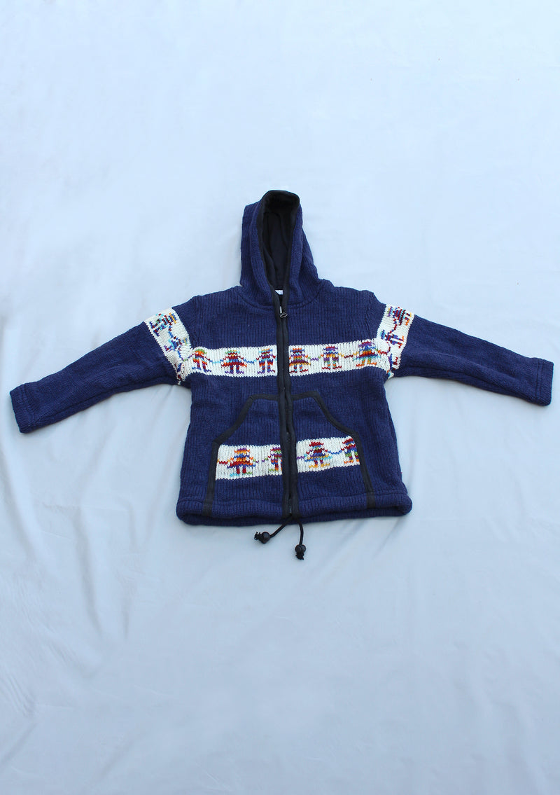Hand Knitted Pure Woolen Children's Cardigan Sweater - nepacrafts