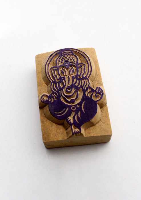 Mini Wooden Block Print Carved with Lord Ganesha