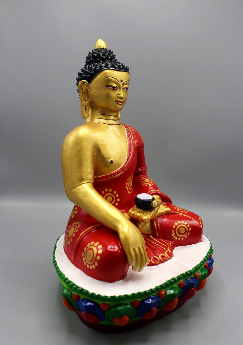 Handpainted Ceramic Shakyamuni Buddha Statue 14" H